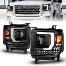 Cargar imagen en el visor de la galería, ANZO 2014-2015 Gmc Sierra 1500HD Projector Plank Style Headlight Black W/ Drl