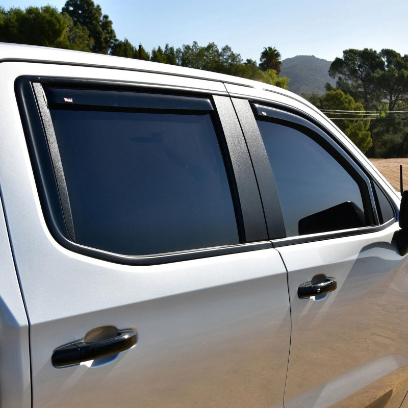 Westin Smoke In-Channel Wind Deflector 4pc — Fits 2019-2024 Chevy Silverado Crew Cab
