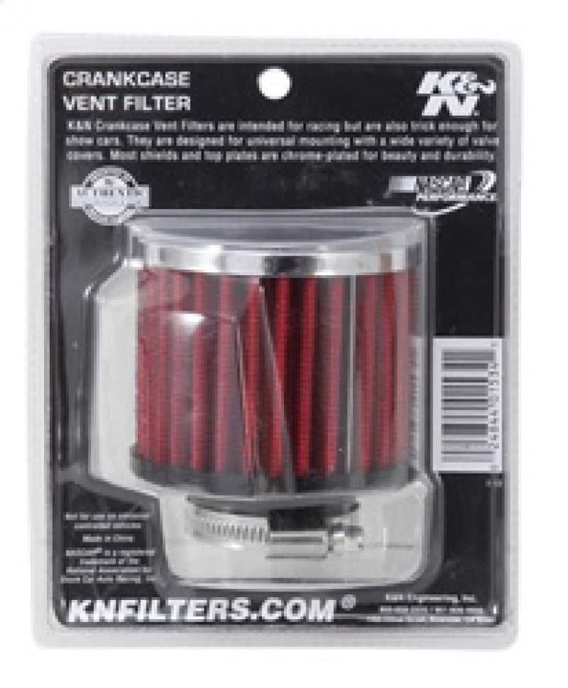 K&N 62-1440 Crankcase Vent Filter — 1.375in Flange ID x 3in OD x 2.5in H Chrome Top