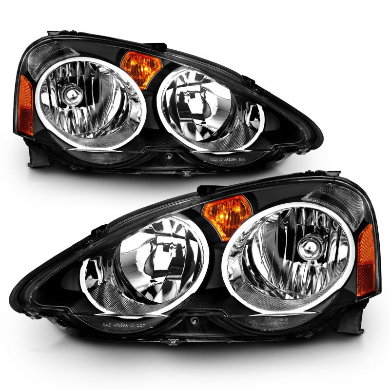 Faros delanteros de cristal ANZO 2002-2004 Acura Rsx negros