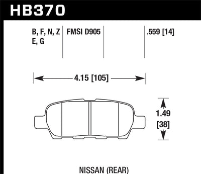 Hawk Performance HP+ Rear Brake Pads — Fits 2003-2006 Nissan 350Z & Infiniti G35
