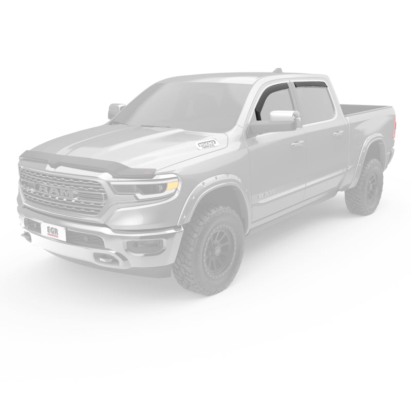 Juego de 4 viseras para ventanas en canal SlimLine para Dodge Ram 1500 Crew Cab 2019 de EGR, color humo oscuro