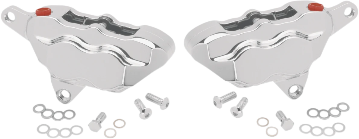 Hawg Halters INC 4 Pist Front Dual Caliper KIT Chrome 84-99 w/ 11.5" Rotor (FKDDCC550)