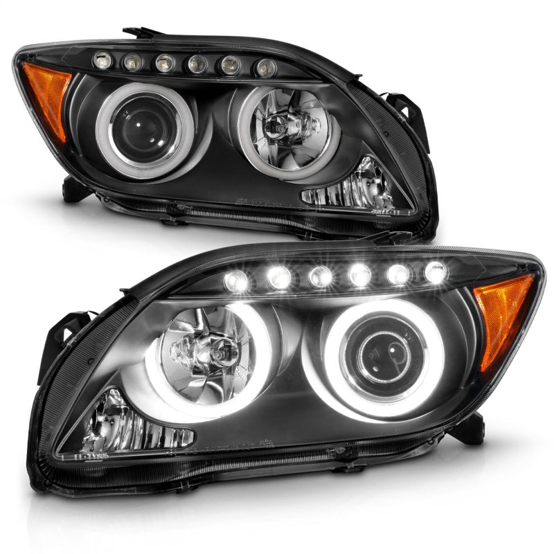 Faros delanteros con proyector ANZO 2005-2010 Scion TC con Halo negro (CCFL)