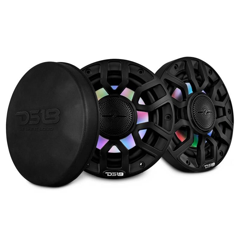 DS18 Marine 6.5in 2-Way 150 Watts RMS 4 ohm Digital LED Lights Bullet Tweeter Covers Included Black (NXL-IQ6/BK)