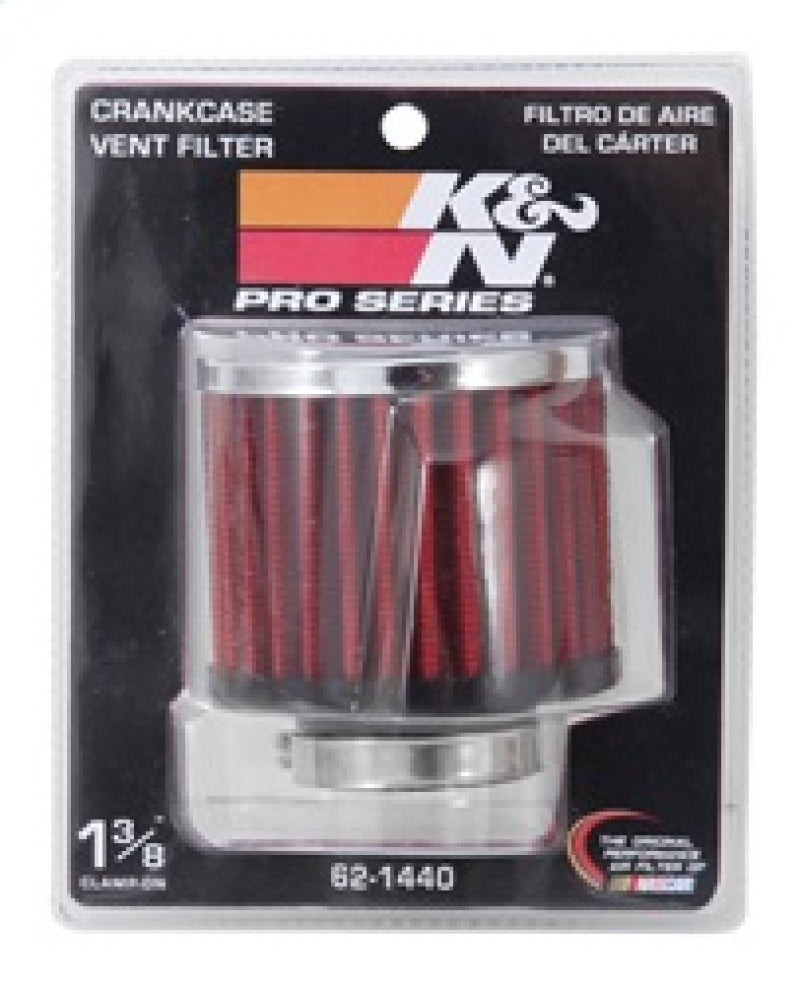 K&N 62-1440 Crankcase Vent Filter — 1.375in Flange ID x 3in OD x 2.5in H Chrome Top
