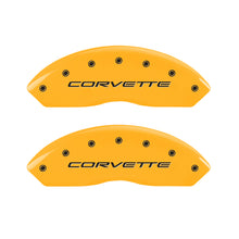 Cargar imagen en el visor de la galería, MGP 4 Caliper Covers Engraved Front &amp; Rear C5/Corvette Yellow finish black ch