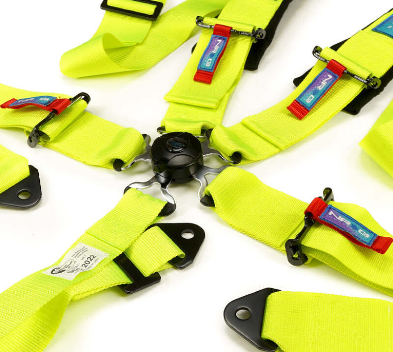 NRG SFI 16.1 5-Point 3-Inch Racing Harness with Pads & Cam Lock — Neon Green