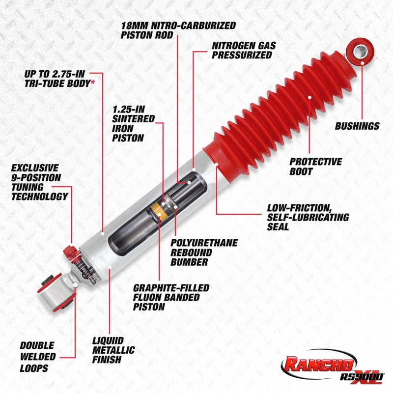 Rancho RS9000XL Front Shock — Fits 1990-2005 Chevrolet Astro, 1988-2000 K2500