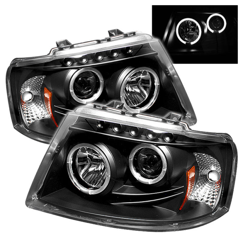 Faros delanteros de proyector LED Halo LED Blk Spyder Ford Expedition 03-06 (no incluidos) PRO-YD-FE03-HL-BK