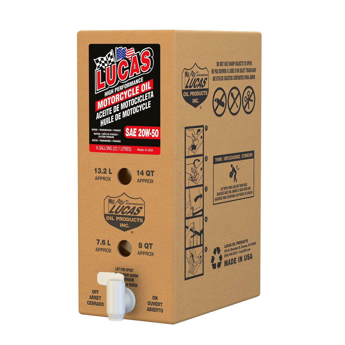 Lucas High Perf MIN Engine OIL 4T 20W50 6GAL BOX (18032)