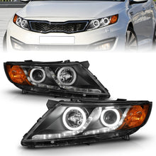 Cargar imagen en el visor de la galería, Faros delanteros con proyector ANZO 2011-2013 Kia Optima con Halo negro (CCFL)