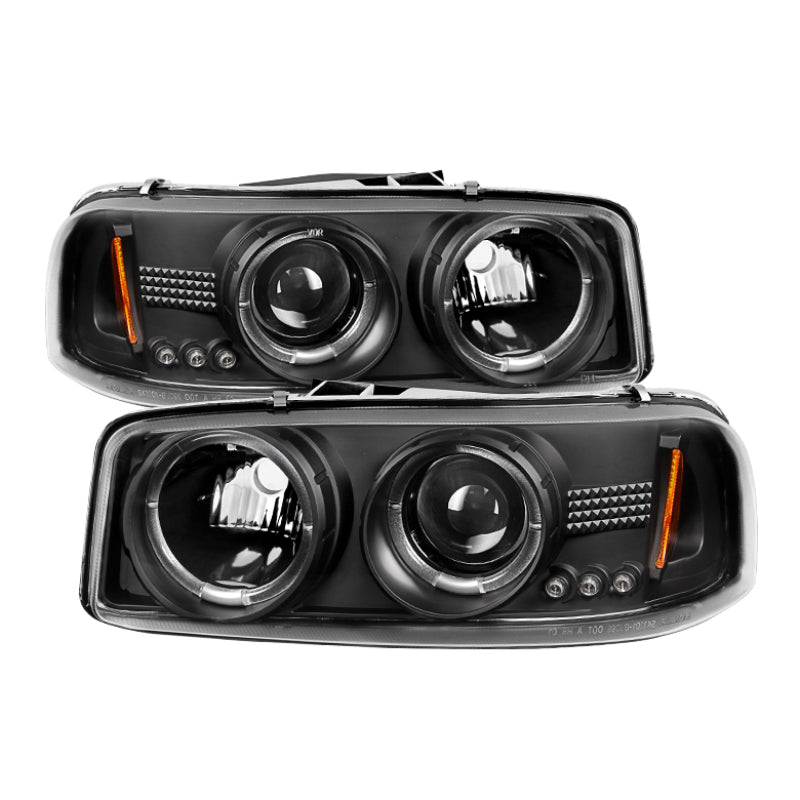 Faros delanteros de proyector LED Halo LED negro Spyder GMC Sierra 1500/2500/3500 99-06 PRO-YD-CDE00-HL-BK