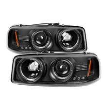 Cargar imagen en el visor de la galería, Faros delanteros de proyector LED Halo LED negro Spyder GMC Sierra 1500/2500/3500 99-06 PRO-YD-CDE00-HL-BK