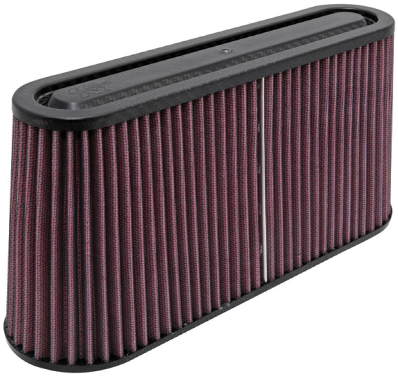 K&N Filter Univ Air Filter Carbon Fiber Top/Base Oval FLG 12x3-1/2in B / 11x2-1/2in T / 5-3/4in H