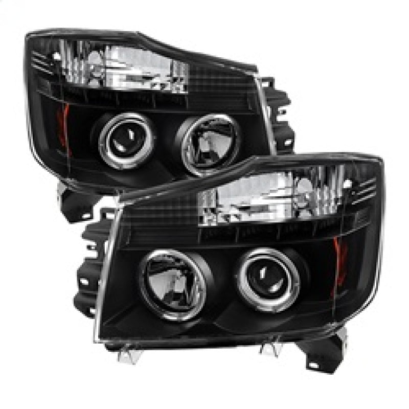 Faros delanteros de proyector LED Halo LED Blk Spyder Nissan Titan 04-14/Armada 04-07 PRO-YD-NTI04-HL-BK