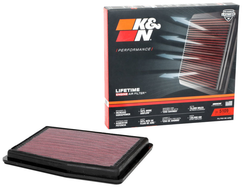 K&N 33-5109 Replacement Drop-In Air Filter — Fits 2020-2026 Hyundai Sonata/Tucson, Santa Fe, Kia Sorento/Sportage