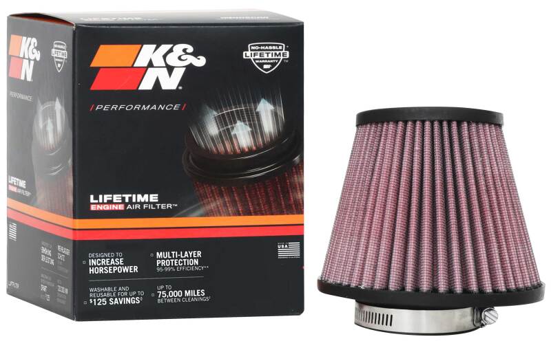 K&N Universal Clamp-On Air Filter 2-3/8in. FLG / 5-3/16in. B / 3-1/2in. T X 4-11/32in. H