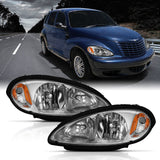 ANZO 2001-2005 Chrysler Pt Cruiser Crystal Headlight Chrome Amber (OE)