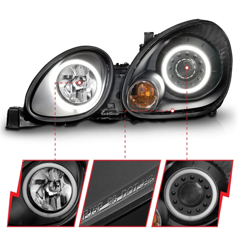 Faros delanteros con proyector ANZO 1998-2005 Lexus Gs300 con Halo negro