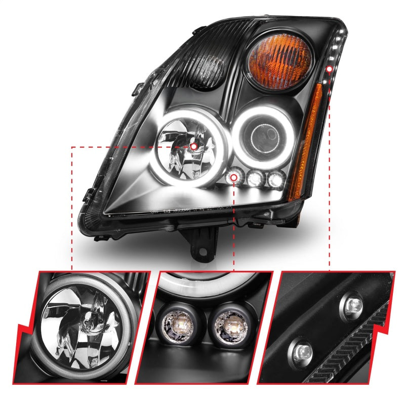 Faros delanteros con proyector ANZO 2007-2012 Nissan Sentra, color negro