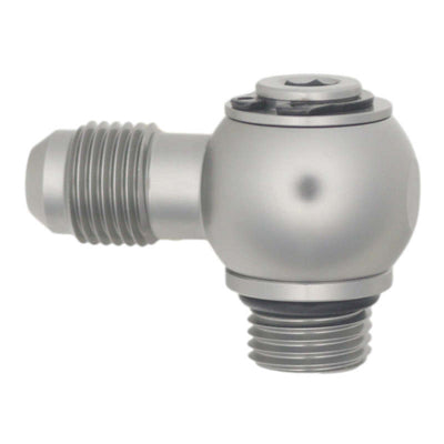 DeatschWerks 6AN ORB to 90-Degree 6AN Male Flare Low Profile Swivel Fitting - Anodized DW Titanium