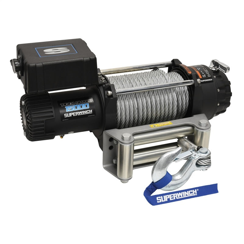 Cabrestante Superwinch de 15 000 libras, 12 V CC, 7/16 in x 82 ft, cable de acero, modelo Tiger Shark 11500