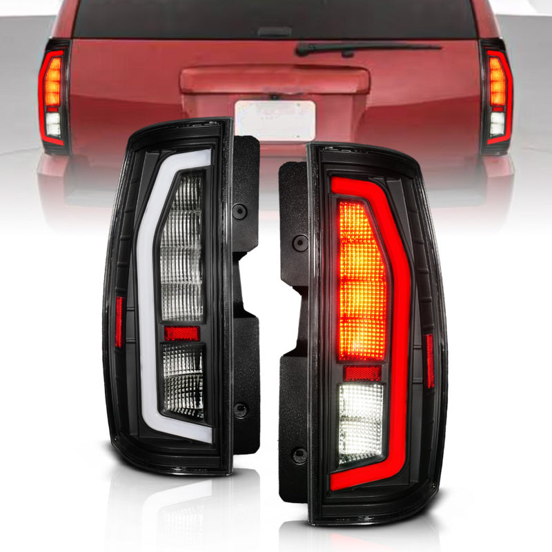 Anzo 07-14 Chevrolet Suburban / 07-14 GMC Yukon Black Full LED Tail Light Plank Style w/ Clear Lens
