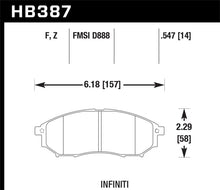 Cargar imagen en el visor de la galería, Hawk 06-09 350z/ 05-08 G35 w/o Brembo Performance Ceramic Street Front Brake Pads