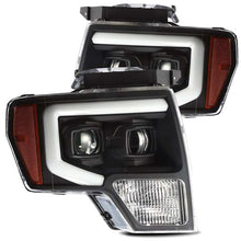 Cargar imagen en el visor de la galería, AlphaRex 09-14 Ford F-150 LUXX LED Proj Headlights Plank Style Black w/Activ Light/Seq Signal/DRL