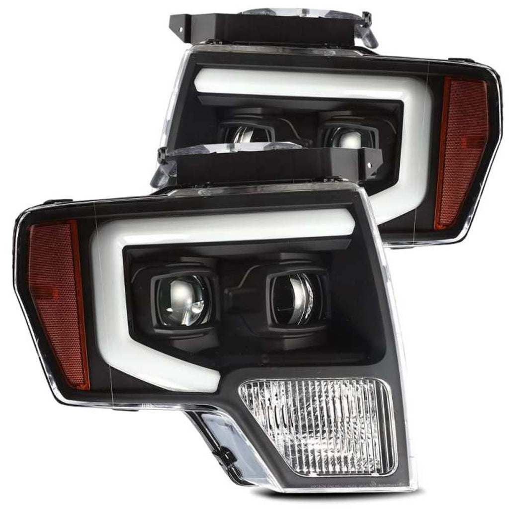 AlphaRex 09-14 Ford F-150 LUXX LED Proj Headlights Plank Style Chrome w/Activ Light/Seq Signal/DRL