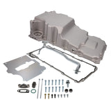 Satin Aluminum Low-profile Retro-fit LS 5.7 Quart Oil Pan with Added Clearance.