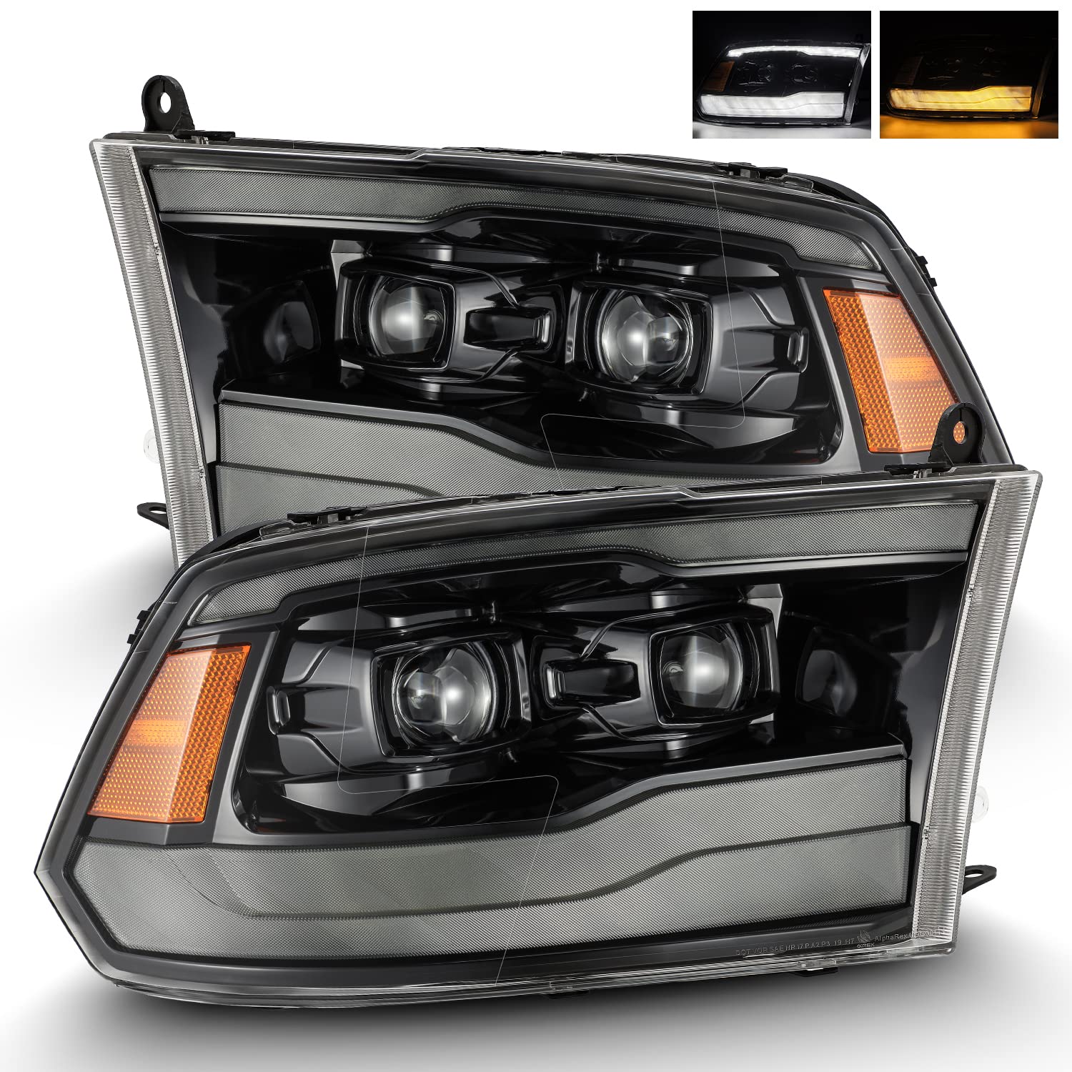 AlphaRex 09-18 Dodge Ram Luxx-Series LED Tail Lights Black w/ Activation Light & Sequential Signal