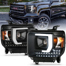 Cargar imagen en el visor de la galería, ANZO 2014-2015 Gmc Sierra 1500HD Projector Plank Style Headlight Black W/ Drl