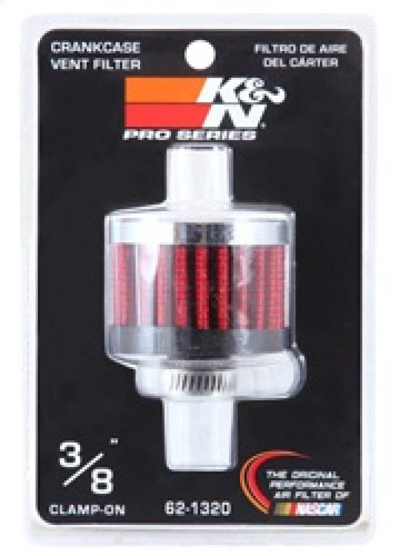 K&N 62-1320 Crankcase Vent Filter - 0.375in Flange ID Rubber Base Clamp-On