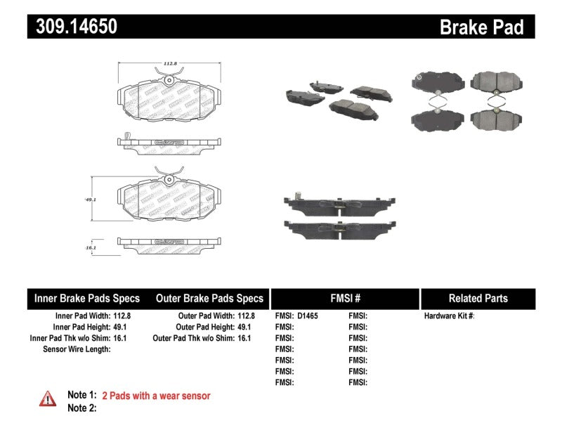 StopTech Performance Brake Pads — Fits 2011-2014 Ford Mustang