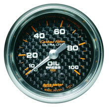 Cargar imagen en el visor de la galería, Autometer Carbon Fiber 52mm 100 PSI Mechanical Oil Pressure Gauge