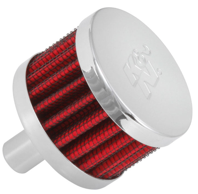 K&N 62-1015 Crankcase Vent Filter — 1/2in Vent, 2in OD, 1.5in Height, Chrome Top