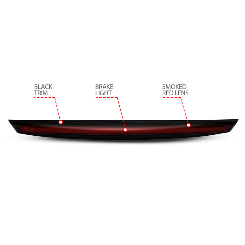 ANZO 2007-2014 Chevrolet Suburban 1500 LED 3rd Brake Light Black Housing Smoke Lens w/ Spoiler 1pc