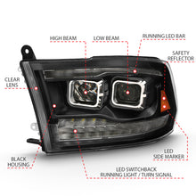 Cargar imagen en el visor de la galería, ANZO 2009-2018 Dodge Ram 1500 Projector H.L. Switchback Black Amber