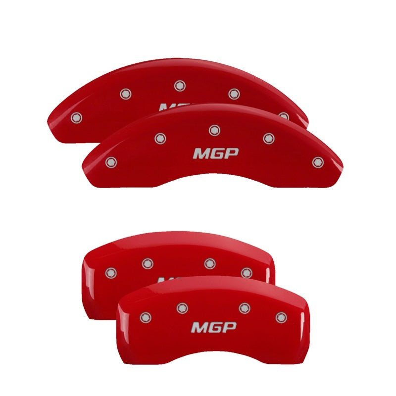 Cubiertas de pinza MGP 4 grabadas delanteras y traseras Acabado en rojo Denali plateado