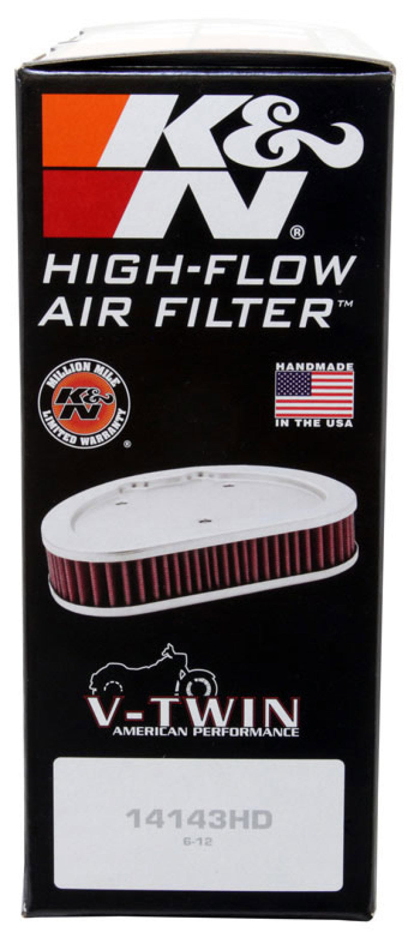 K&N Custom Air Filter 6.25in W 9.688in L 2.188in H — For K&N RK Series Harley-Davidson Air Cleaners