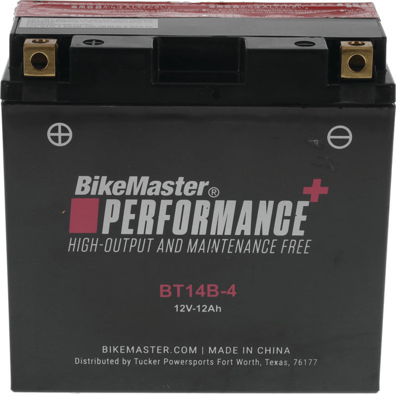 BikeMaster BT14B-4 Maintenance-Free Battery — Fits Yamaha FJR1300 & V-Star 1100