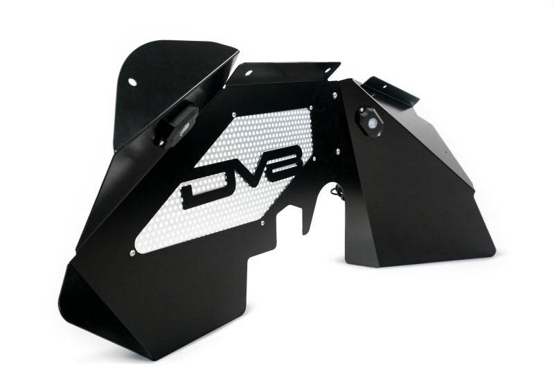 Guardabarros delantero interior de aluminio con luces de roca para Jeep Wrangler JK DV8 Offroad 07-18, color negro