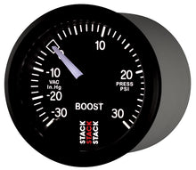 Cargar imagen en el visor de la galería, Autometer 52mm Stack Instruments -30INHG to +30PSI Mechanical Boost Gauge - Black