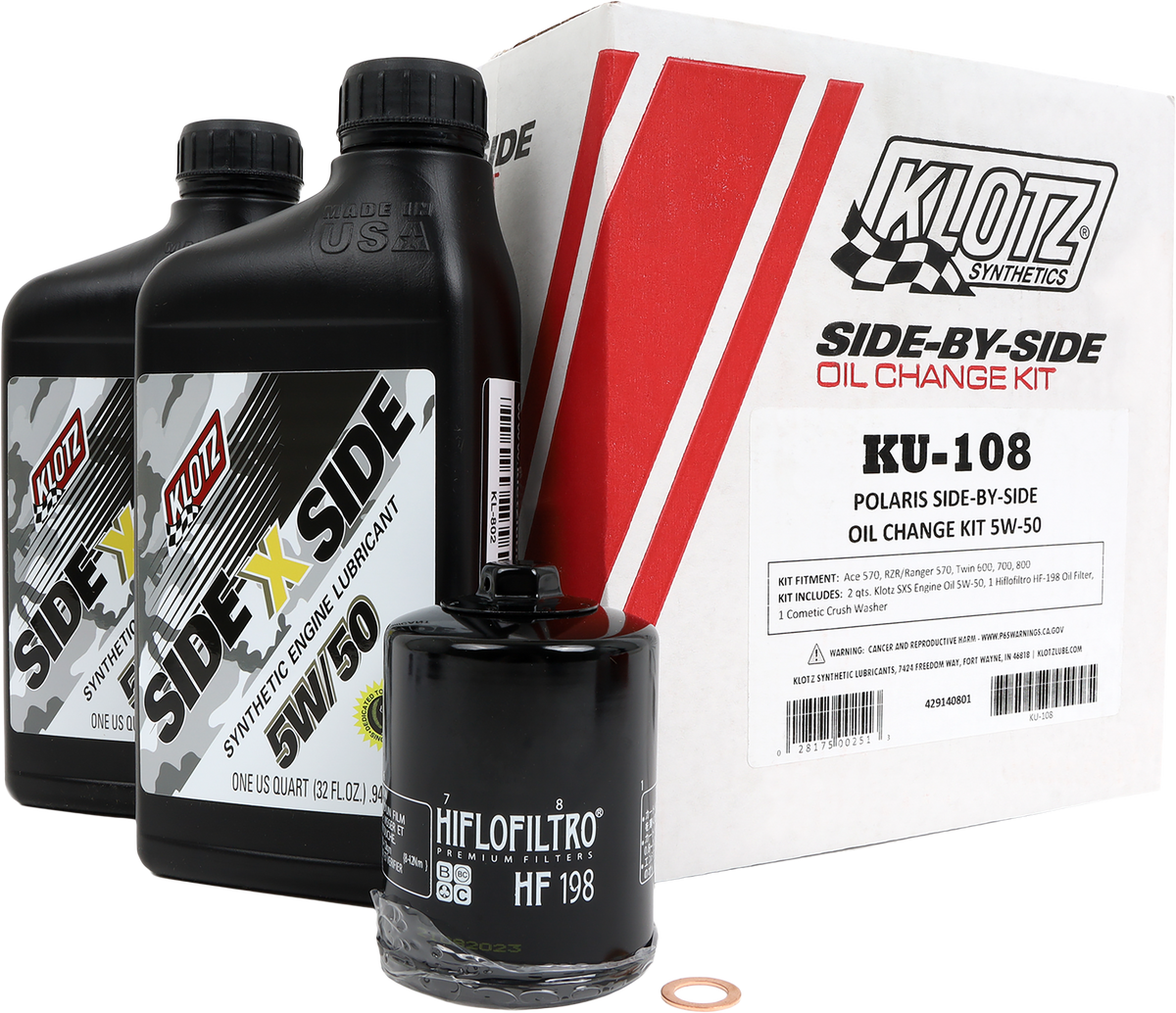 Klotz Polaris SXS 2QT Synthetic OIL Change KIT (KU-108)