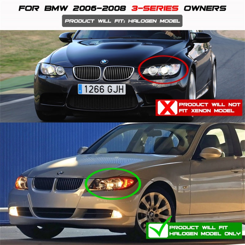 Bombilla reflectora LED para proyector Spyder BMW E90 Serie 3 06-08 Halo ámbar negro PRO-YD-BMWE9005-AM-BK