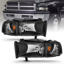 Cargar imagen en el visor de la galería, Faros delanteros de cristal de color negro para Dodge Ram ANZO 1994-2001