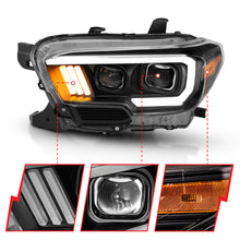 Cargar imagen en el visor de la galería, ANZO 2016-2017 Toyota Tacoma Projector Headlights w/ Plank Style Design Black/Amber w/ DRL