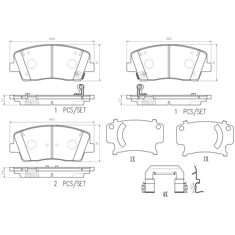 Brembo Front NAO Brake Pads — Fits 2018-2023 Genesis G70, 2018-2021 Kia Stinger